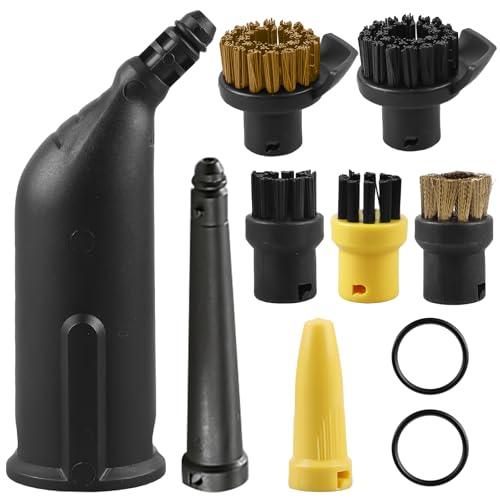 10 Stück Zubehör für Kärcher Dampfreiniger SC1 SC2 SC3 SC4 SC5, Ersatzteile Set mit Verlängerte Düse, Gebogener Düse, Rundbürsten und Fugen Düse, Profi Reinigungsset von GBKDQQ