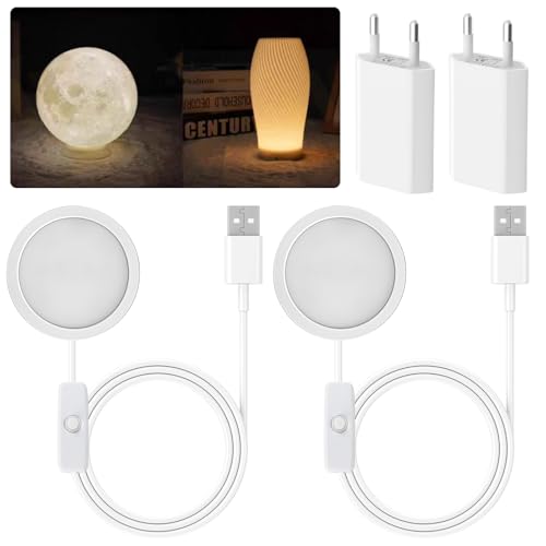 2 Stück 3D-Drucker LED-Lampen-Kit für Bambu Lab A1/A1mini/P1S/P1P/X1C, 3W Bambuolab 3D Drucker Zubehör Kreative DIY LED-Lampe Kits, Nachtlicht Modelle 3D Druck Zubehör Mit USB-Adapter von GBKDQQ