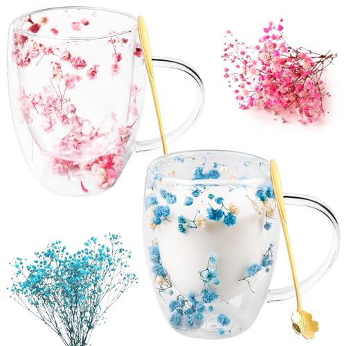 GBKDQQ Doppelwandige Gläser: 2 Stück Doppelwandige Kaffeegläser Mit Trockenblumen, Thermogläser Für Heiß- Und Kalte Getränke (350ml, Rosa und Weiß) GBKDQQ Doppelwandige Gläser: 2 Stück Doppelwandige Kaffeegläser Mit Trockenblumen, Thermogläser Für Heiß- Und Kalte Getränke (350ml, Rosa und Weiß) von GBKDQQ