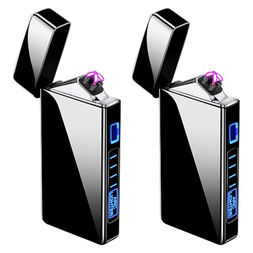 2 Stück Feuerzeug Elektrisch, Lichtbogen Stabfeuerzeug Tragbares Lighter mit Batterieanzeige Wiederaufladbar über USB, Unisex-Geschenk, Schwarz 2 Stück Feuerzeug Elektrisch, Lichtbogen Stabfeuerzeug Tragbares Lighter mit Batterieanzeige Wiederaufladbar über USB, Unisex-Geschenk, Schwarz von GBKDQQ