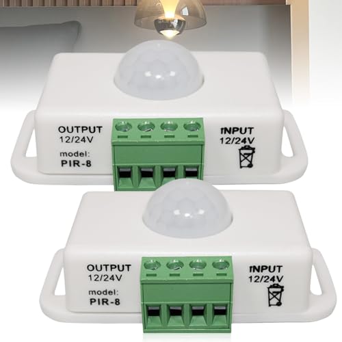 2 Stück Koerper Infrarot PIR Sensor: DC 12V 24V Infrarot Sensor Schalter Automatik Bewegungsm Aussen Bewegungsmelder Schalter für LED Streifen/Leuchtmittel, Weiß von GBKDQQ