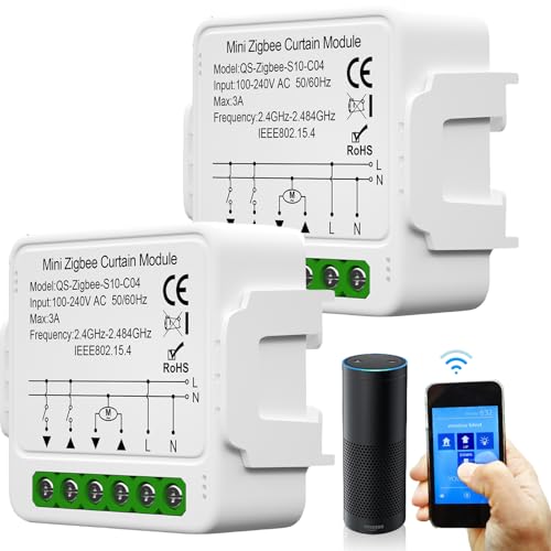 2 Stücke WiFi-Smart-Rollladenschaltermodul, Tuya WiFi Rolladenschalter Modul 2.4GHz Alexa Smart Rolladensteuerung, APP Steuerung, Zeitschaltuhr für Rolladenmotor, funktioniert mit Alexa/Google von GBKDQQ