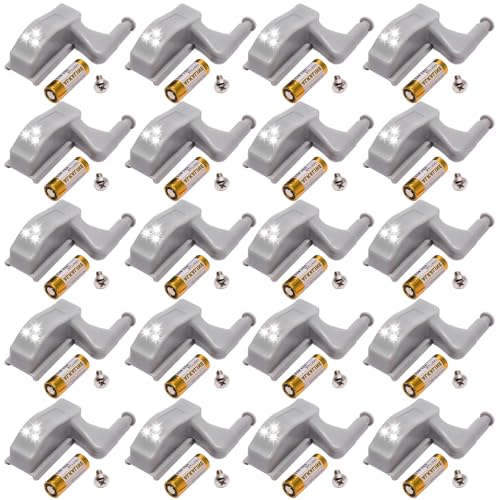 20 Stück Scharnier LED Sensor Licht, Universal Led-sensorlicht für Innenscharniere(Weiß), Schrank Hinge LED Sensor Light, Batteriebetriebenes Schranklicht für Schränke Kleiderschrank von GBKDQQ