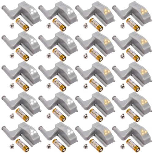 20 Stück Scharnier LED Sensor Licht, Universal Led-sensorlicht für Innenscharniere, Schrank Hinge LED Sensor Light, Batteriebetriebenes Schranklicht für Schränke Kleiderschrank von GBKDQQ