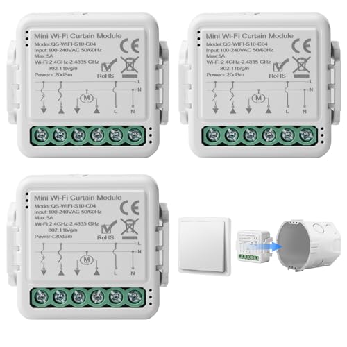 3 Stücke WiFi-Smart-Rollladenschaltermodul, Tuya WiFi Rolladenschalter Modul 2.4GHz Alexa Smart Rolladensteuerung, APP Steuerung, Zeitschaltuhr für Rolladenmotor, funktioniert mit Alexa/Google Home 3 Stücke WiFi-Smart-Rollladenschaltermodul, Tuya WiFi Rolladenschalter Modul 2.4GHz Alexa Smart Rolladensteuerung, APP Steuerung, Zeitschaltuhr für Rolladenmotor, funktioniert mit Alexa/Google Home von GBKDQQ
