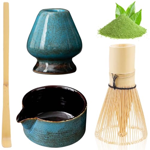 4 Stück Matcha Besen Set, Matcha-Set enthält Matcha-Schale, Teepinsel, Teepinsel-Ständer, Teelöffel, Keramik Matcha Tea Set Japanisches Tee-Set, Manuelles Matcha-Set für Teeliebhaber 4 Stück Matcha Besen Set, Matcha-Set enthält Matcha-Schale, Teepinsel, Teepinsel-Ständer, Teelöffel, Keramik Matcha Tea Set Japanisches Tee-Set, Manuelles Matcha-Set für Teeliebhaber von GBKDQQ