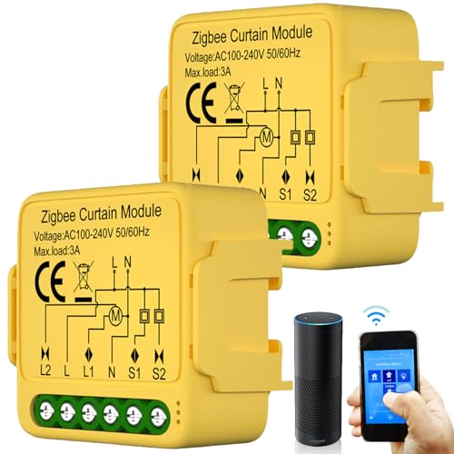 2 Stücke WiFi-Smart-Rollladenschaltermodul, Tuya WiFi Rolladenschalter Modul 2.4GHz Alexa Smart Rolladensteuerung, APP Steuerung Zeitschaltuhr für Rolladenmotor, funktioniert mit Alexa/Google Home von GBKDQQ