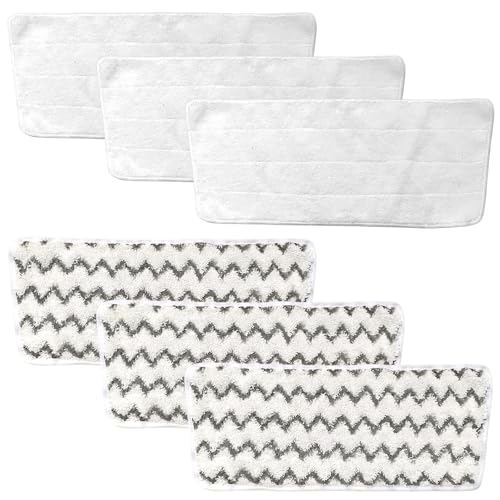6 Stück Dampfreiniger Ersatzbezüg Mikrofaser-Bodentücher, Ersatztücher für Vileda Dampfreiniger XXL, Microfasertücher Vileda Steam PLUS XXL Dampfreiniger Zubehör Reinigungstuch(3 Grau+3 Weiß) von GBKDQQ