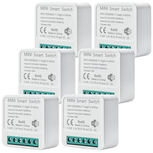 6 Stück Smart Lichtschalter Modul 2 Wege: Mini DIY WLAN Schalter Passt hinter Wandschalter, Smart Lichtschalter Modul Kompatibel mit Tuya App, Alexa und Google Home, Neutralleiter Erforderlich 6 Stück Smart Lichtschalter Modul 2 Wege: Mini DIY WLAN Schalter Passt hinter Wandschalter, Smart Lichtschalter Modul Kompatibel mit Tuya App, Alexa und Google Home, Neutralleiter Erforderlich von GBKDQQ
