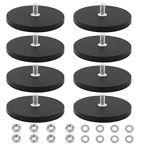 8 x Neodym Magnete Gummiert Ø 43mm Mit M6 Außengewinde, 10kg Haftkraft Magnetsysteme mit Gummimantelm, Gummi Runde Magnete mit Außen Gewinde für Schrauben Haken oder Öse von GBKDQQ