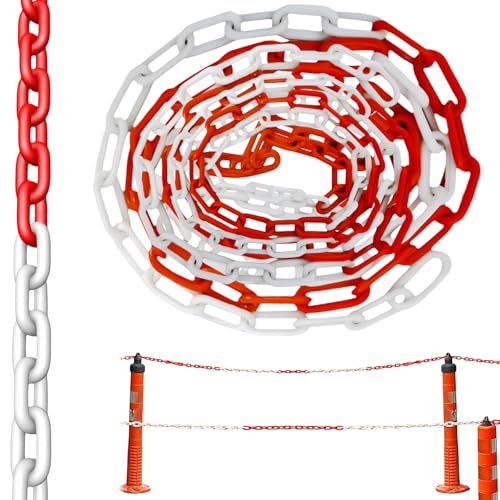 Absperrkette Rot Weiß, 15M 6mm Kunststoffkette Absperrung, Absperrkette Kunststoff Warnkette Plastikkette Kunststoff-Gliederkette zum Absperren von Flächen, Gut Sichtbar Absperrkette Rot Weiß, 15M 6mm Kunststoffkette Absperrung, Absperrkette Kunststoff Warnkette Plastikkette Kunststoff-Gliederkette zum Absperren von Flächen, Gut Sichtbar von GBKDQQ