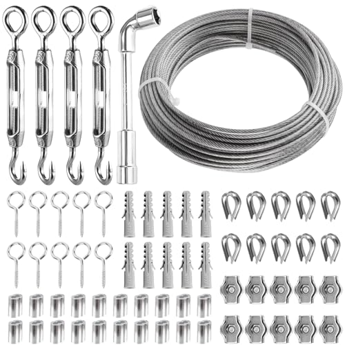 Drahtseil 2mm 30m Stahlseil, 304 Edelstahlseil PVC Stahlseil Ummantelt Kit, Edelstahl Drahtseil Spanndraht, Stahlseil mit ösen, Drahtseil Kauschen für Strings Hanging, Lichtleiter, Wäscheleine von GBKDQQ