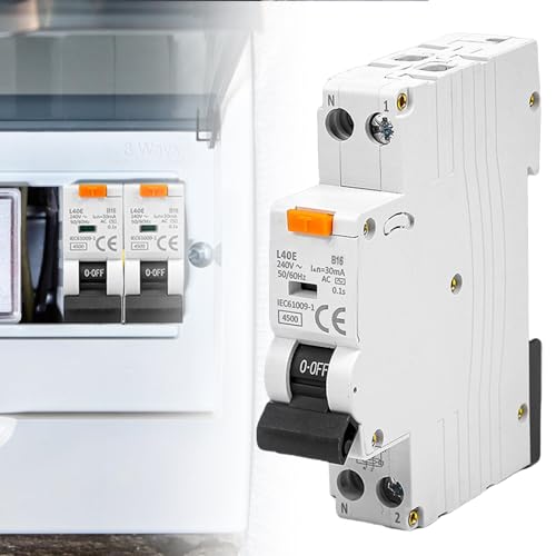 FI/LS-Schalter: 30mA Fehlerstromschutzschalter Fi-Schalter Leitungsschutzschalter 1P+N 6kA FI-Schalter 16Amp Nennstrom RCD-geschützter Leistungsschalter 230V Typ A, B16, Kurve B, DIN-Schienen-Montage FI/LS-Schalter: 30mA Fehlerstromschutzschalter Fi-Schalter Leitungsschutzschalter 1P+N 6kA FI-Schalter 16Amp Nennstrom RCD-geschützter Leistungsschalter 230V Typ A, B16, Kurve B, DIN-Schienen-Montage von GBKDQQ