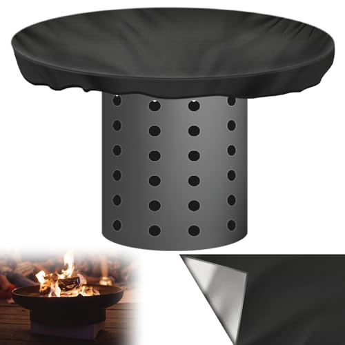 Feuerplatte Abdeckung: ø 100cm 420D Grillplatte Schutzhülle, Wasserdicht, Anti-UV Feuerplattenabdeckung, Rund Schwarz Wasserbeständigkeit Abdeckung für Feuerplatte und Grillplatte von GBKDQQ