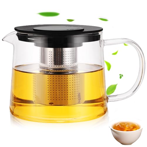 GBKDQQ 1,5L Teekanne Glas, Teekanne mit Siebeinsatz Borosilikatglas Teeservice Überhitzungsschut Teekanne mit Sieb Glasteekanne Ideal zur Zubereitung von Losen Tees von GBKDQQ