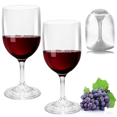 GBKDQQ 2 Stück Weingläser Kunststoff to go, 200ml Camping Weingläser aus Kunststoff Weinglas, Moderne Weinglas Plastik für Caravan, Poolpartys, Outdoor, Picknick von GBKDQQ