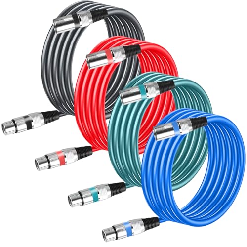 GBKDQQ 4 Stück 3M XLR Kabel Premium Symmetrisches Mikrofonkabel, DMX-Mikrofon-Signalkabel-Verbindungskabel 3-poligen Adapter Stecker auf Buchse Kabel für Studioaufnahmen und Live-Produktion von GBKDQQ