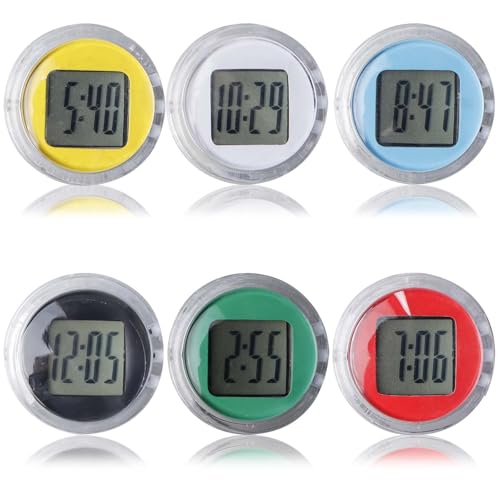 GBKDQQ 6 Stück Mini Motorrad Digitaluhr, Selbstklebend Digitale Elektronische Uhr mit großen Zahlen für Fahrrad/Motorrad/SUV/Auto, Aufklebbar für Küche/Badezimmer/Wand von GBKDQQ
