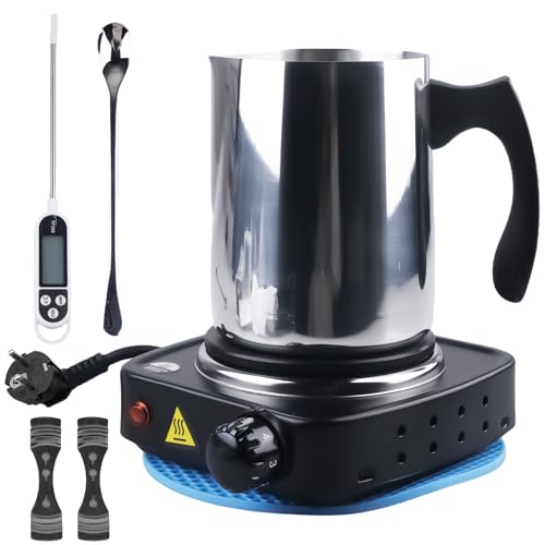 GBKDQQ Kerze Making Kit mit Elektronischer Kochplatte, Kerze Making Kit für Erwachsene, Kerzen Selber Machen Set mit 900ml Wachsschmelztopf, Rührlöffel, Thermometer, Wicks Halter GBKDQQ Kerze Making Kit mit Elektronischer Kochplatte, Kerze Making Kit für Erwachsene, Kerzen Selber Machen Set mit 900ml Wachsschmelztopf, Rührlöffel, Thermometer, Wicks Halter von GBKDQQ