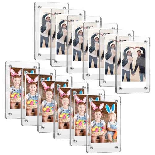 GBKDQQ Magnetische Bilderrahmen: 12 Stück Acryl Magnetischer Fotorahmen, Doppelseitiger Kühlschrank Bilderrahmen, für Fujifilm Instax Mini (6x9cm) von GBKDQQ