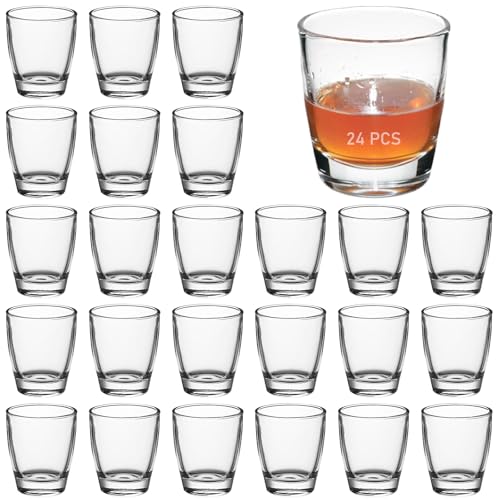 GBKDQQ Schnapsgläser, 24 Stück Shotgläser Glas 35ML Likörgläser Dicke Basis für Tequila, Lustig Pinnchen aus Klarglas, Schnapsglas Schnaps für Partys Holiday Gatherings Family Bars Events von GBKDQQ
