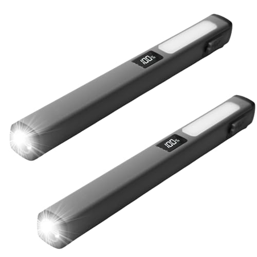 GBKDQQ Wiederaufladbare LED-Stiftlampe, 2 Stück Mini LED Taschenlampe, COB-Arbeitsleuchte mit 4 Beleuchtungsmodi, 3W USB-C Arbeitsleuchte mit Batteriestand-Anzeige für Camping, Notfälle und Werkstatt von GBKDQQ