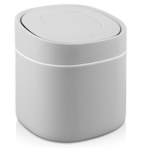 Desktop Mülleimer, Klein Tischmülleimer, Tischmülleimer mit Deckel, Mini Mülleimer, Tischabfalleimer mit Deckel, Papierkorb mit Deckel für Zuhause, Büro, Wohnzimmer (Grau) von GBKDQQ