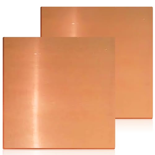 2 Stück Kupferplatten, 99% Reines Kupferblech Messingblech 0.5mm Dick, Rot Kupferblech für DIY Metallhandwerk, Schmuckherstellung, Leiterplattendruck und Mehr (150 mm x 150 mm x 0.5 mm) von GBKDQQ