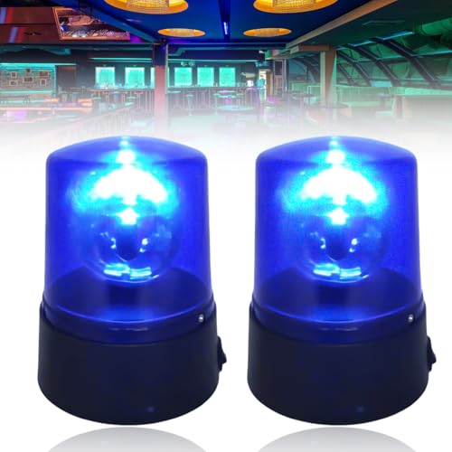LED Blaulicht, 2 Stück LED-Partyleuchte im Blaulichtdesign, LED Rundumleuchte mit Drehendem Reflektor, 360° LED DJ Blitzlichte, Batteriebetrieb DJ Partybeleuchtung, Dekoration für Club Party Ballsaal von GBKDQQ