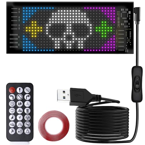 Led Anzeigetafel 17.3x7cm, Flexibler Led Anzeige Programmierbar mit Smart APP Bluetooth-App-Steuerung USB Betriebene, LED Laufschrift Auto Leuchtschild Namensschild Für Auto, Shop, Bar Led Anzeigetafel 17.3x7cm, Flexibler Led Anzeige Programmierbar mit Smart APP Bluetooth-App-Steuerung USB Betriebene, LED Laufschrift Auto Leuchtschild Namensschild Für Auto, Shop, Bar von GBKDQQ