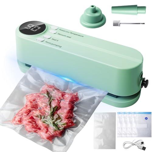 Mini Vakuumierer, Vakuumiergerät Wiederaufladbar Folienschweißgerät mit 3 Geschwindigkeiten Vakumierergerät für Lebensmittel mit 5 Vakuumierbeuteln zur Snackkonservierung und Lebensmittelaufbewahrung Mini Vakuumierer, Vakuumiergerät Wiederaufladbar Folienschweißgerät mit 3 Geschwindigkeiten Vakumierergerät für Lebensmittel mit 5 Vakuumierbeuteln zur Snackkonservierung und Lebensmittelaufbewahrung von GBKDQQ