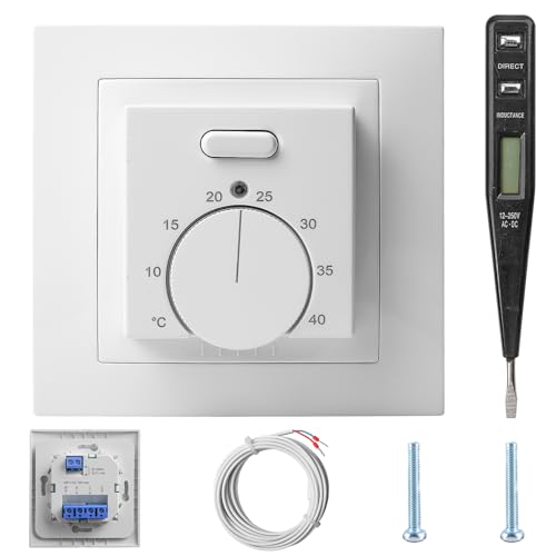 Raumthermostat für Fußbodenheizung 230V – Mechanischer Temperaturregler mit EIN/Aus-Schalter – Unterputz/Aufputz – Analog Steuerung für Heizung & Klimaanlage von GBKDQQ