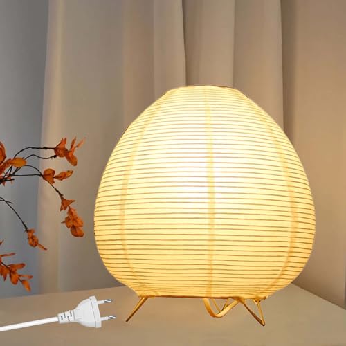 Reispapier Lampenschirm Papier Tischlampe, Weiß Nachttischlampe Stehlampe Tischleuchte Lampenschirm mit E14 Fassung, Schalten und Glühbirne, Hängelampe Ersatzlampenschirme 1.8m kabel von GBKDQQ