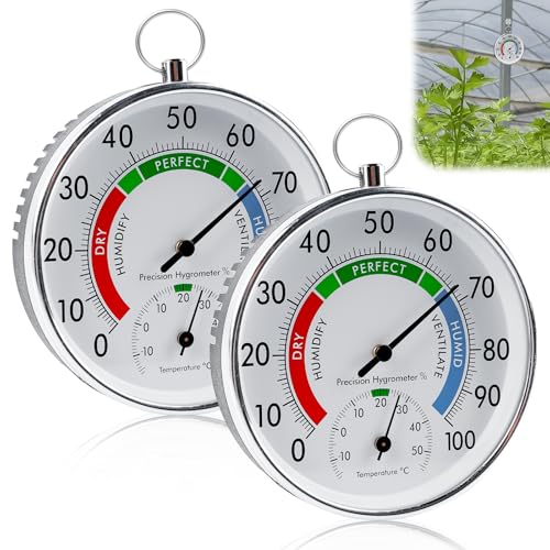 Thermometer Hygrometer: 2 in1 Wandmontiertes Thermometer und Hygrometer, 2 Stück Analoges Thermo-Hygrometer, HygrometerThermometer Innen, Kontrolle von Temperatur und Luftfeuchtigkei für Gewächshäuser Thermometer Hygrometer: 2 in1 Wandmontiertes Thermometer und Hygrometer, 2 Stück Analoges Thermo-Hygrometer, HygrometerThermometer Innen, Kontrolle von Temperatur und Luftfeuchtigkei für Gewächshäuser von GBKDQQ