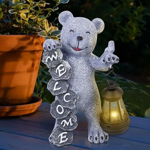 Tier Bär Statue Gartenfiguren mit Solar Laterne, Wasserdicht Solarlampe LED Deko Bär Harz Statue Geschenke für Frauen Männer Tier Statue Gartendeko für Draußen Garten, Veranda, Hof, Haus, Balkon Tier Bär Statue Gartenfiguren mit Solar Laterne, Wasserdicht Solarlampe LED Deko Bär Harz Statue Geschenke für Frauen Männer Tier Statue Gartendeko für Draußen Garten, Veranda, Hof, Haus, Balkon von GBKDQQ