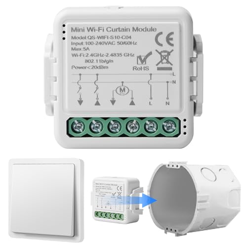 WiFi-Smart-Rollladenschaltermodul, Tuya WiFi Rolladenschalter Modul, 2.4GHz Alexa Smart Rolladensteuerung, APP Steuerung, Zeitschaltuhr für Rolladenmotor, funktioniert mit Alexa/Google Home WiFi-Smart-Rollladenschaltermodul, Tuya WiFi Rolladenschalter Modul, 2.4GHz Alexa Smart Rolladensteuerung, APP Steuerung, Zeitschaltuhr für Rolladenmotor, funktioniert mit Alexa/Google Home von GBKDQQ