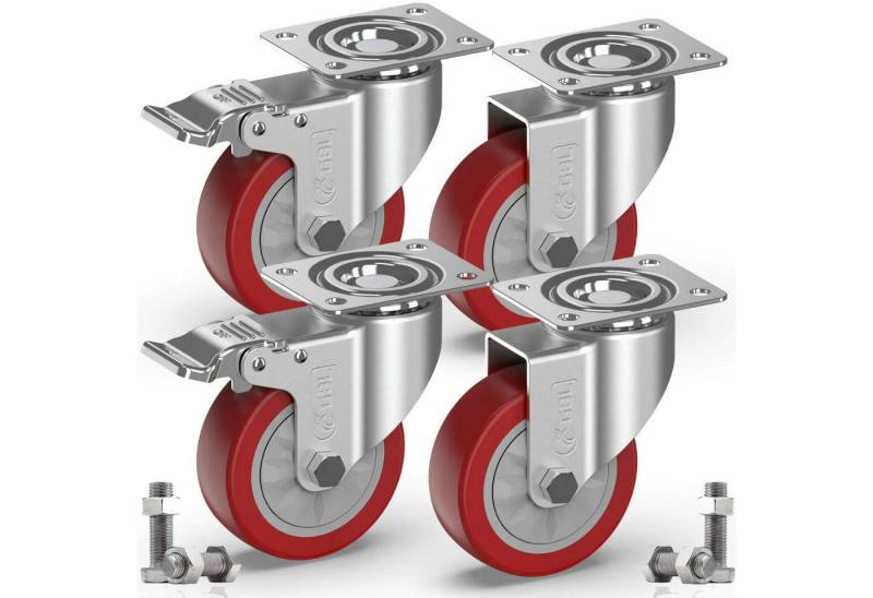GBL Caster Wheels Möbelrolle 100mm Möbelrollen mit 600KG Tragkraft - Set aus 4 Lenkrollen, (4-St) von GBL Caster Wheels