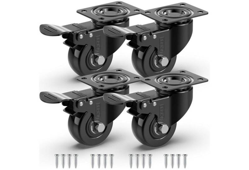 GBL Caster Wheels Möbelrolle Möbelrollen 50mm 200KG - 4 Bremsräder, (4-St), Furniture Casters 50mm 200KG - 4 Brake Wheels von GBL Caster Wheels