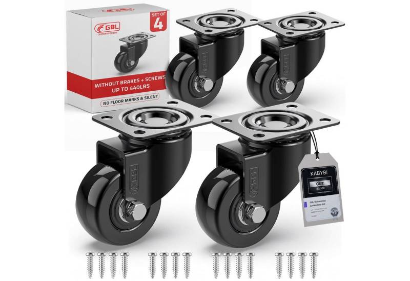 GBL Caster Wheels Möbelrolle Schwere Möbelrollen 50mm 200KG 4 Lenkrollen, (4-St) von GBL Caster Wheels