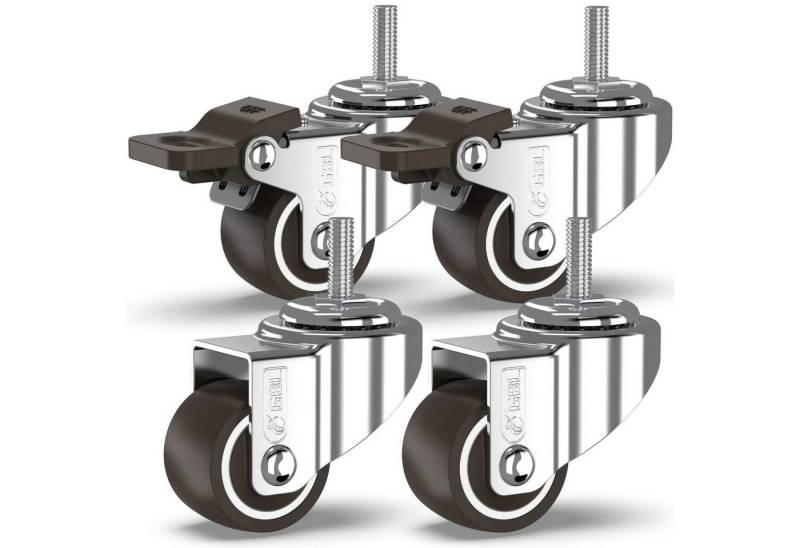 GBL Caster Wheels Möbelrolle 4x Möbelrollen mit 2 Bremsen 4 Schwerlast Rollen für Möbel 2 Bremsen, (4-St), 25mm M6x15mm x 40kg Schwerlastrollen Lenkrollen Transportrollen von GBL Caster Wheels