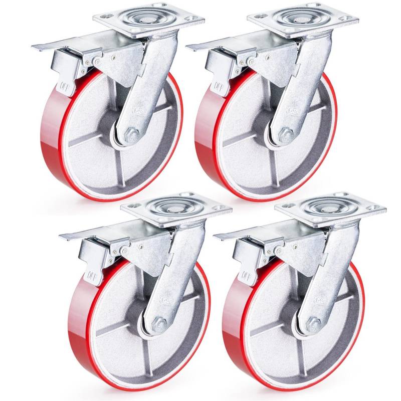 GBL Caster Wheels Möbelrolle Schwerlastrollen - 200mm bis 1520kg - 4er Set - Geräuscharme Rollen, (4-St) von GBL Caster Wheels