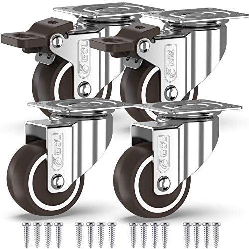 GBL 4x Möbelrollen mit 2 Bremsen - 4 Schwerlast Rollen für Möbel mit 2 Bremsen - 50mm x 200kg Schwerlastrollen - Lenkrollen Transportrollen Laufrollen - Möbel Rollen Schwerlast von GBL