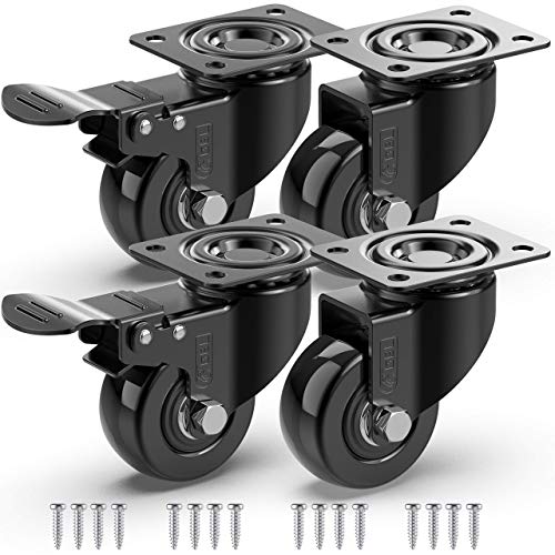 GBL 4x Möbelrollen mit 2 Bremsen - 4 Schwerlast Rollen für Möbel mit 2 Bremsen - 50mm x 200kg Schwerlastrollen - Lenkrollen Transportrollen Laufrollen - Möbel Rollen Schwerlast von GBL