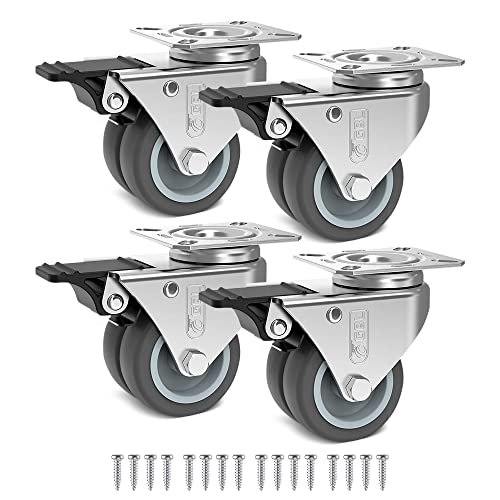 GBL 4x Möbelrollen mit Bremse - 4 Schwerlast Rollen für Möbel mit Bremse - 50mm x 200kg Schwerlastrollen - Lenkrollen Transportrollen Laufrollen - Möbel Rollen Schwerlast von GBL