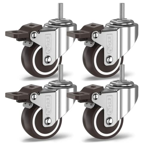 GBL Heavy Duty Lenkrollen mit 4 Bremsen + Schrauben - 50mm M10 x 25mm Bis zu 200kg - 4er-Pack Keine Bodenabdrücke Geräuschlose Lenkrollen für Möbel - Gummierte Trolley-Räder - Silberne Lenkrollen GBL Heavy Duty Lenkrollen mit 4 Bremsen + Schrauben - 50mm M10 x 25mm Bis zu 200kg - 4er-Pack Keine Bodenabdrücke Geräuschlose Lenkrollen für Möbel - Gummierte Trolley-Räder - Silberne Lenkrollen von GBL
