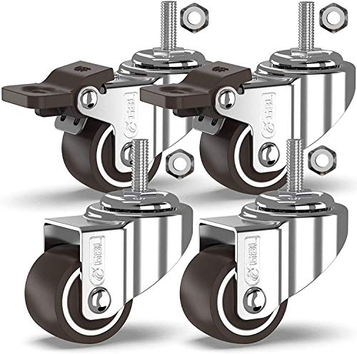 GBL 4x Möbelrollen mit 2 Bremsen - 4 Schwerlast Rollen für Möbel mit 2 Bremsen - 25mm M8x20mm Gewinde x 40kg Schwerlastrollen - Lenkrollen Transportrollen Laufrollen von GBL