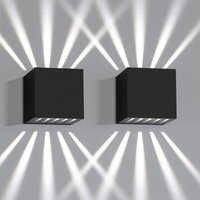 2 Stück Wandlampe led Wandleuchte Innen & Außen - Schwarz Außenlampe IP65 Wasserdicht Außenwandleuchte 3000K Kaltweiß Up Down 10W Wandbeleuchtung für von GBLY