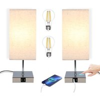 Gbly - 2er set Nachttischlampe Touch: Modern Dimmbar Tischlampe mit usb Anschlüsse Schlafzimmer Nachttisch Lampe mit Ladefunktion Bettlampe mit von GBLY