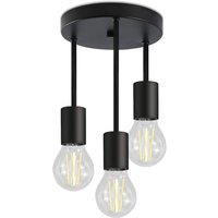 Gbly - Deckenleuchte Vintage Deckenlampe Schwarz - Hängend 3 Flammig Deckenstrahler E27 mit 3 Spots Kronleuchter Industrial Deckenspots für Esszimmer von GBLY