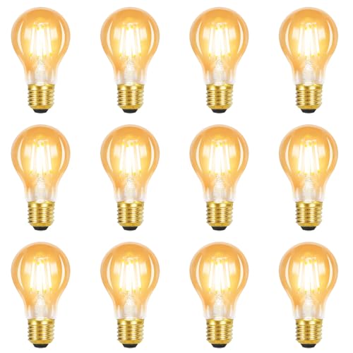 GBLY 12 Stück LED Glühbirne E27 Vintage Lampe - Warmweiß Filament Leuchtmittel Retro Edison Glühlampe Birne Energiesparlampe Glas 4W für Haus Esszimmer Industrial Küche Flur Bar von GBLY